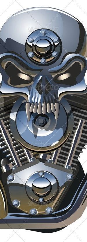 Metall Skull With Engine By Mechanik Graphicriver