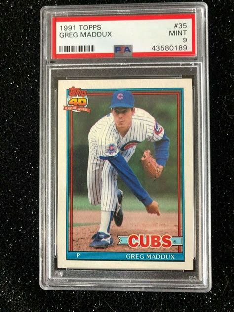 This video features a selection of modern baseball cards of greg maddux. 1991 Topps Greg Maddux #35 Baseball Card Chicago Cubs PSA 9 MINT #ChicagoCubs | Baseball cards ...