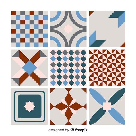 Colorful Tile Collection With Flat Design Free Vector