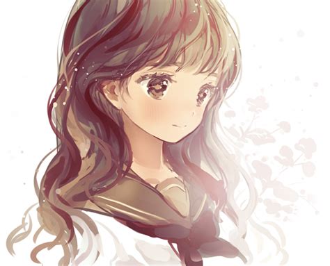 Anime Girl Pretty School Uniform Brown Hairwavy Hair