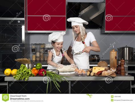 Mom Teaches Daughter To Cook Stock Image Image Of