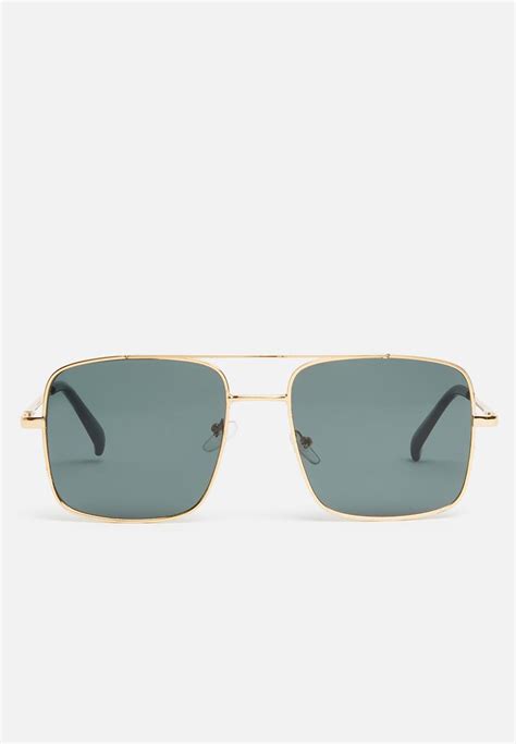 Square Aviator Sunglasses Black Gold Superbalist Eyewear