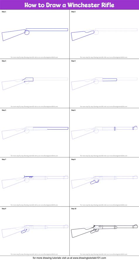 How To Draw A Winchester Rifle Printable Step By Step Drawing Sheet