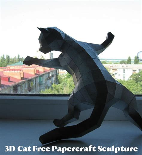 3d Cat Papercraft Sculpture Free Download