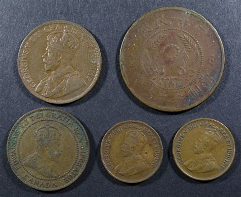 5 Early Date Foreign Copper Coins