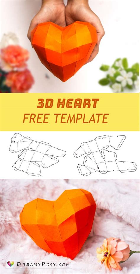 3d Paper Heart Printable Template Paper Kawaii Shop Free Template To