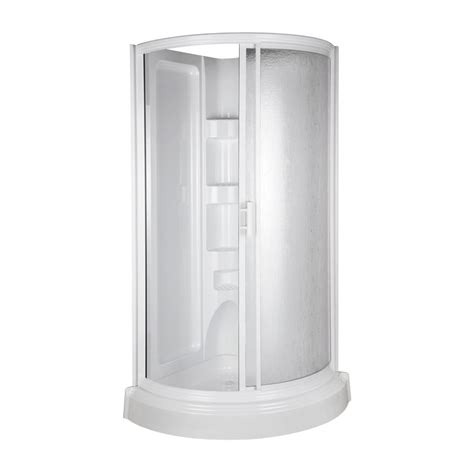Shower stalls & kits : Aqua Glass 78-in H x 37-3/4-in W x 37-3/4-in L High Gloss White Round Corner Shower Kit at Lowes.com