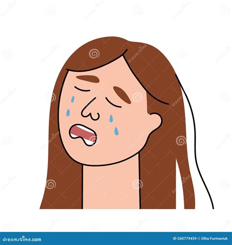 Sad Woman Cries With Pain And Grief Sobbing Girl Flat Character Sheds