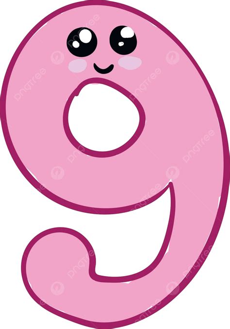 Cute Pink Number Nine Emojivector Or Colorful Illustration Vector Display Photo Pink Png And