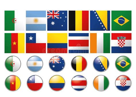 Reeks Verschillende Vlaggen Van De Wereld Stock Illustratie