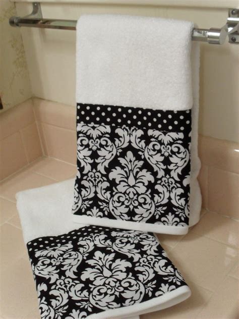 Black Damask Bath Hand Towels Set Of 2 By Headtotoe2009 On Etsy
