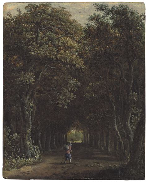 Haarlem School Mid 17th Century An Avenue Of Trees With A Traveller