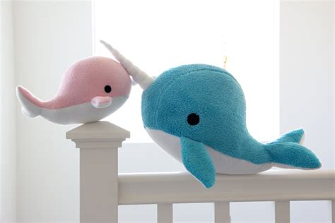 Large Narwhal Plush Toy Ethaniel Blue Soft Fluffy Fleece Whale Narwal