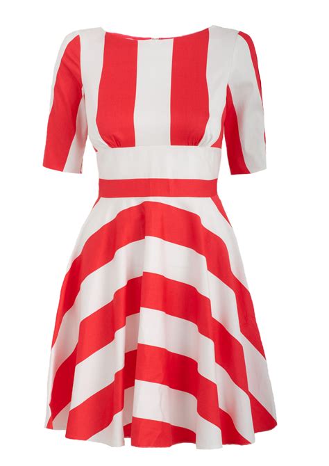 Mondrian Red On White White Striped Dress Striped Sleeve Red And White Stripes Feminine Women