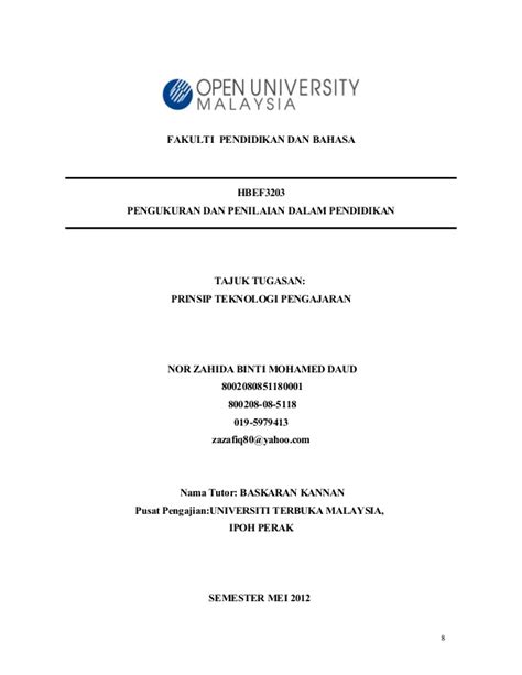 Format penulisan kertas kerja bagi subjek mpu 1. Contoh Assignment Pengajian Malaysia