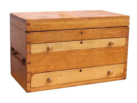 Interesting vintage wood tool box measures 26' long 16' tall and 10' deep. Wooden Tool Box | Olde Good Things