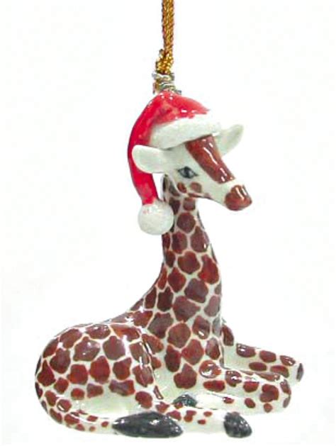 Northern Rose Porcelain Christmas Tree Decoration Giraffe With Santa