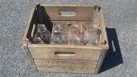 Antique Wood Milk Crate W8 Milk Bottles By Vintagerelics802 On Etsy