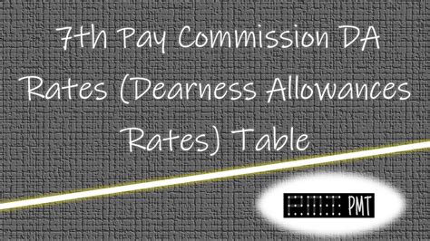 Th DA Rates Table Dearness Allowances Rates Table PayMatrixTables