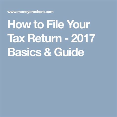 How To File Your Tax Return 2017 Basics And Guide Tax Return Tax Basic