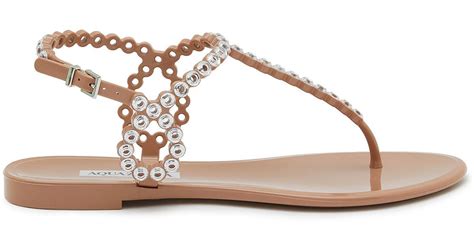 Aquazzura Almost Bare Crystal Embellished Jelly Sandals In Pink Lyst