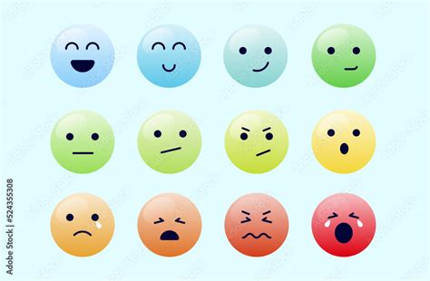 Mood Faces Emoji Icons With Different Mood Happy Smiling Irritated