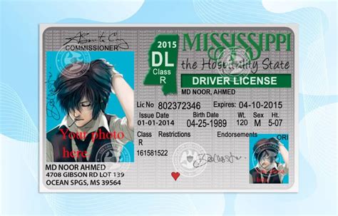 Mississippi Drivers License Template Psd Photoshop File