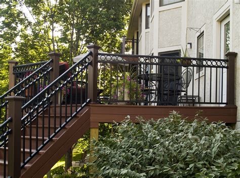 Black Aluminum Front Porch Railing Red Brick House — Randolph Indoor