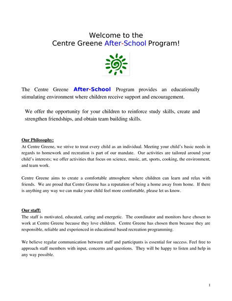 After School Program Schedule Templates At
