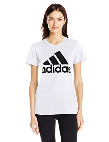 Adidas Womens Badge Of Sport Logo Tee Whiteblack Medi Shirts For