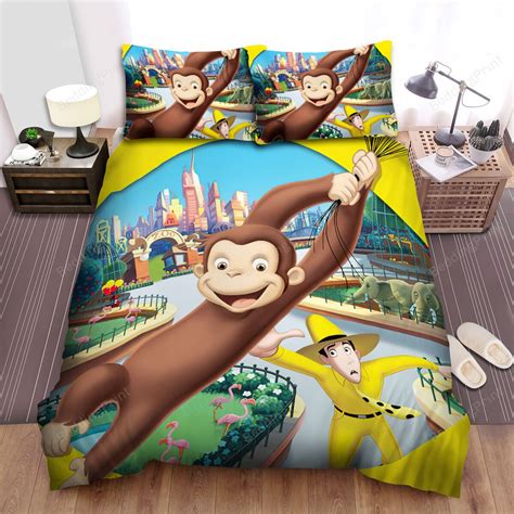 Curious George Flying With The Balls Bed Sheets Spread Duvet Cover Bedding Sets Homefavo