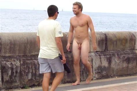 Dumb Blond Australian Jock Fully Naked In Public