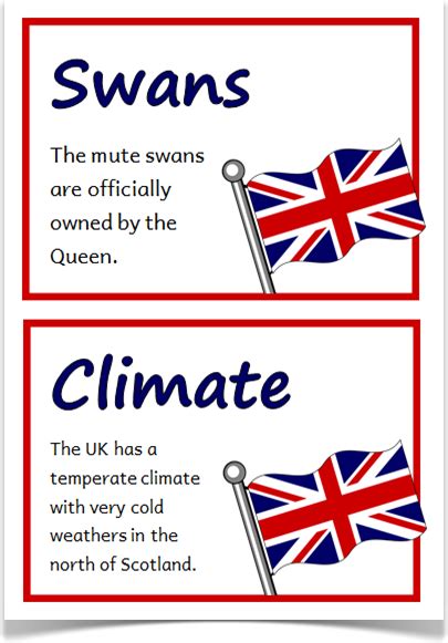 United Kingdom Fact Cards Treetop Displays A Set Of 18 A5 Fact