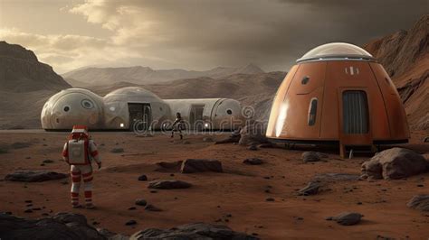 Futuristic Depiction Of Life On Mars Potential For Human Colonization