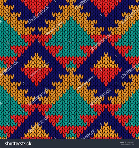 Knitted Geometric Motley Background Red Orange Stock Vector Royalty