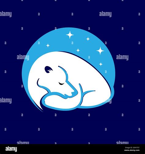 Silhouette Of Sleeping Bear Vector Illustration Isolated On Sky Blue