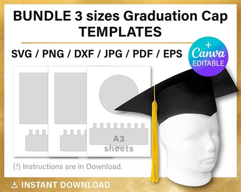 Graduation Cap Template 3d Craft Diy Graduate Hat Svg Etsy Uk
