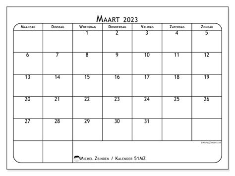 Kalender Maart 2023 Om Af Te Drukken “771mz” Michel Zbinden Be