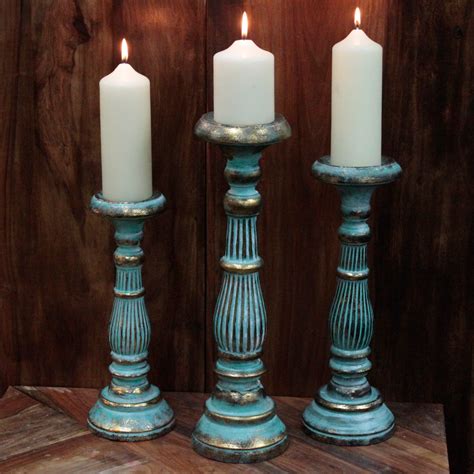 Large Candle Stand - Turquois Gold - Ancient Wisdom - Wholesale 