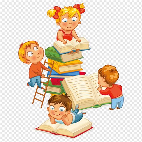Cuatro Niños Leyendo Libros Biblioteca Niño Nati Per Leggere