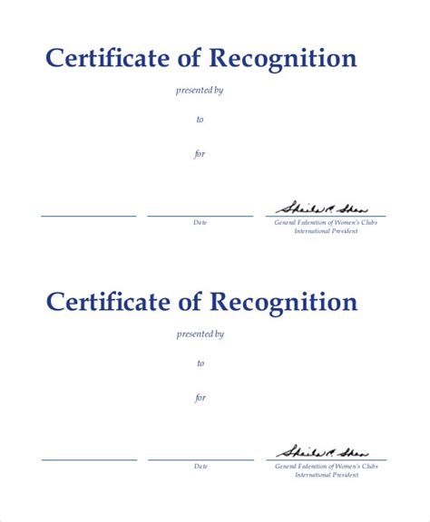 Sample Editable Certificate Of Recognition