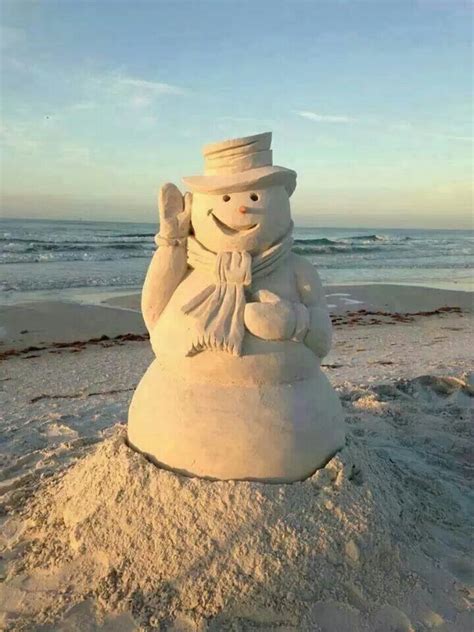 Merry Christmas From The Beach Sand Snowman Sand Sculptures Christmas
