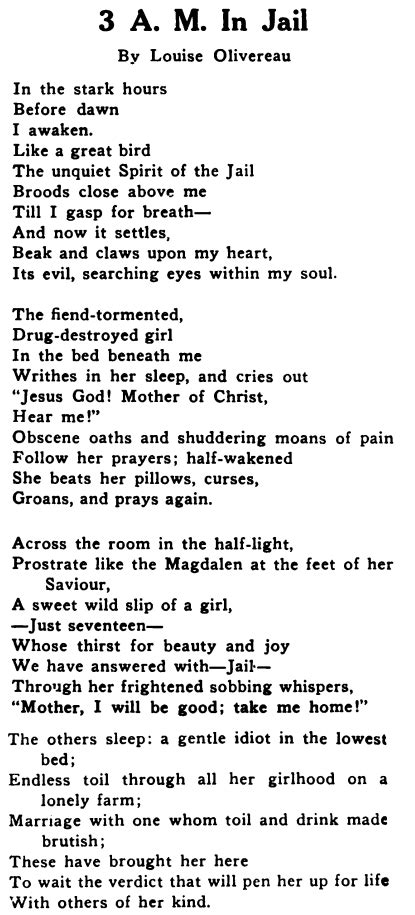 Hellraisers Journal: ?3 A. M. in Jail? Poem by Comrade Louise