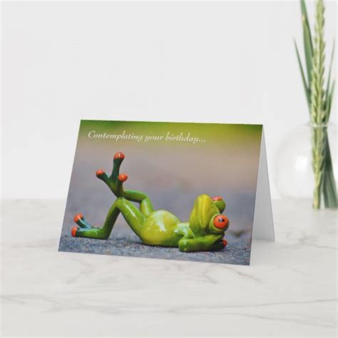 Funny Green Frog Birthday Card