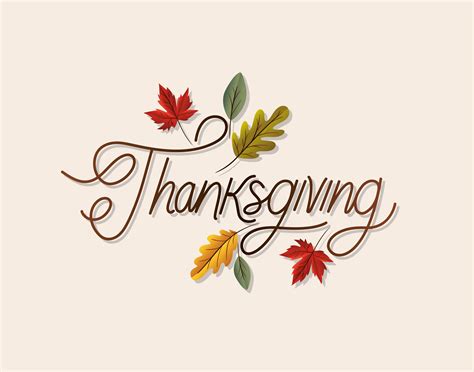 Thanksgiving Lettering With Leaves Vector Design 2092142 Vector Art At