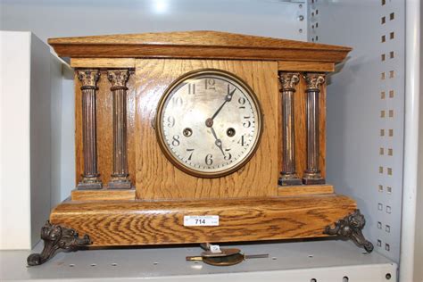 Early 20th Century German Mantel Clock Oak Cased Bargain Hunt Auctions Find Lots Online