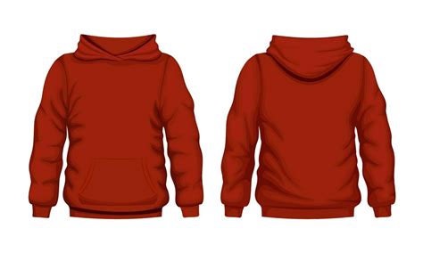 Red Hoodie Front And Back Views Quality Cotton Hooded Sweatshirt For