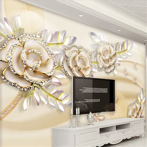 Beibehang Custom Wallpaper 3d Fashion Upscale European Golden Rose Leaf