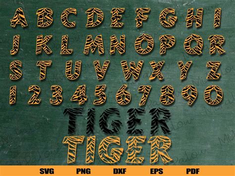 Tiger Font Svg Tiger Alphabet Svg Tiger Numbers Svg Etsy