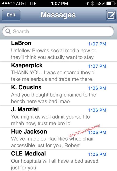 Rgiiis Text Message Inbox Leaked After Signing With Browns Daily Snark